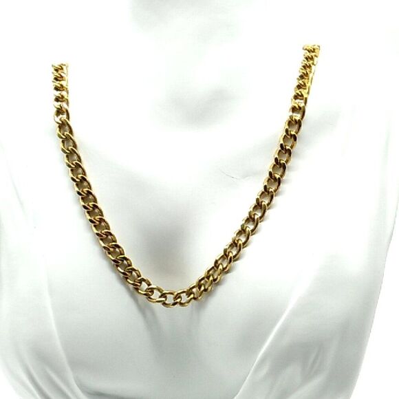 St. STEB Miami Cuban Link Gold Plated Chain Necklace 23" Signed Fold-over Clasp - Picture 6 of 8